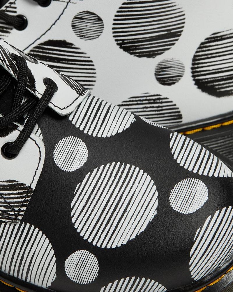 Dr Martens Youth 1460 Polka Dot Lær Snørestøvletter Barn Svarte | Norge 111YXF